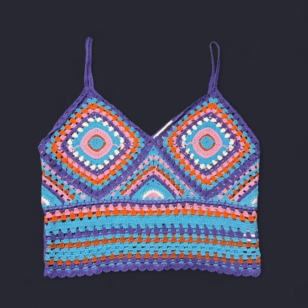 Multi coloured crochet bralette top
